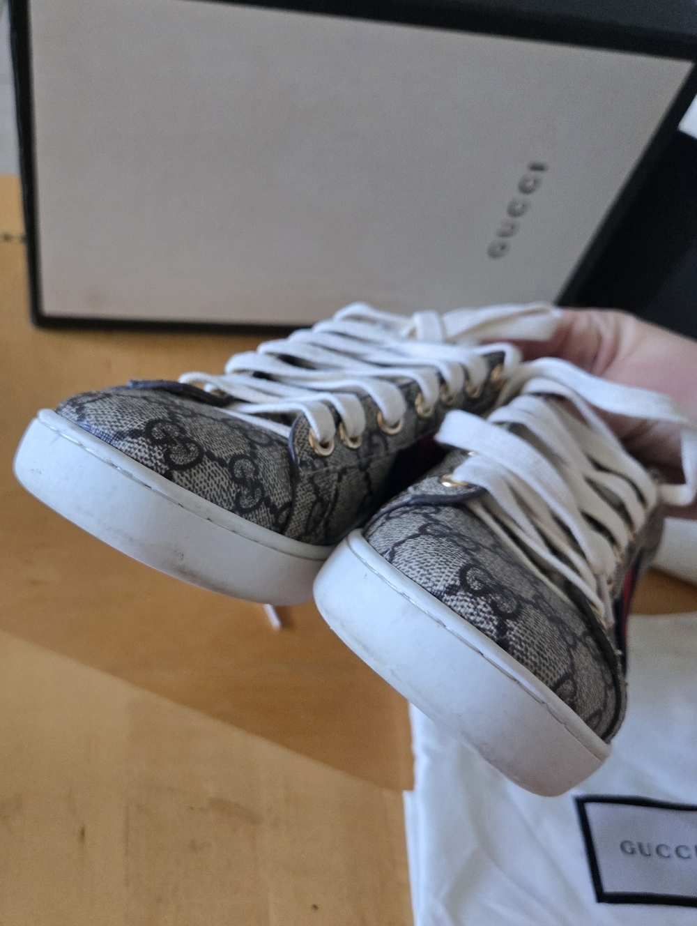 Gucci Ace Women's GG Supreme Canvas Beige Blue/Red EUR 38 G, US 7.5 - Picture 10 of 15